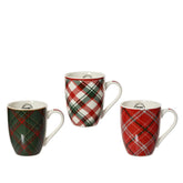 Kitchen Goods Porcelain Mug with Check Pattern 10cm (3 Assorted)